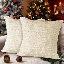 Christmas 18x18 Throw Pillow Covers Set of 2, 18" x 18" Pack of 2 White