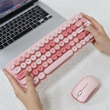 Chic Wireless Keyboard  Mouse Set for Stylish Female Offices