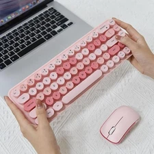 Chic Wireless Keyboard & Mouse Set for Stylish Female Offices