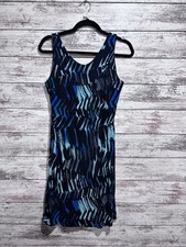 Ana M Short Dress Black Blue Turquoise Stripes