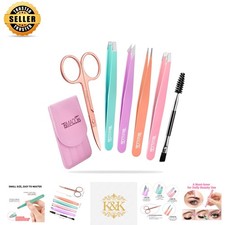 Precision Stainless Steel Eyebrow Tweezers Scissors Set, Perfect for Travel