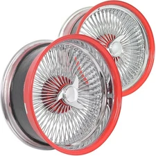 20x8" LA Wire Staggered Standard/Reverse 150-Spoke Straight Lace Chrome/Red(B05)