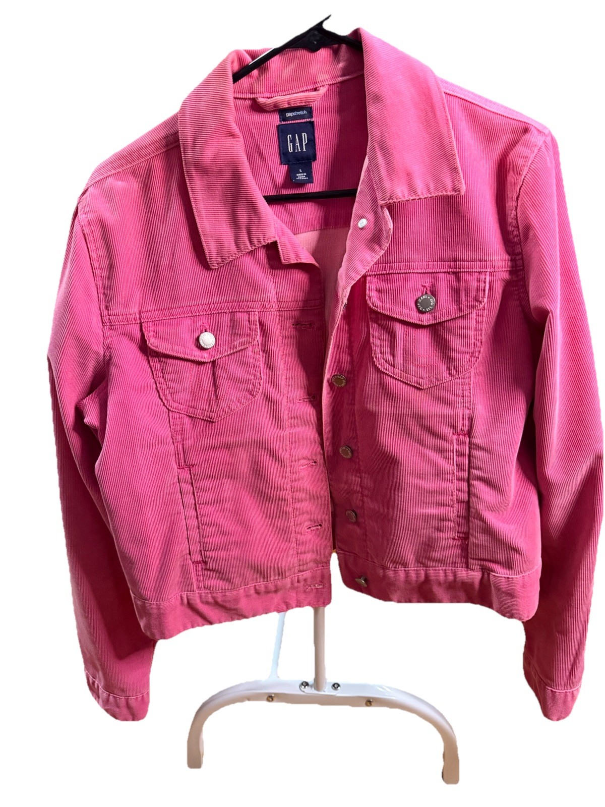 Gap Pink Collared Button Pocket Short Basic Jacke… - image 1