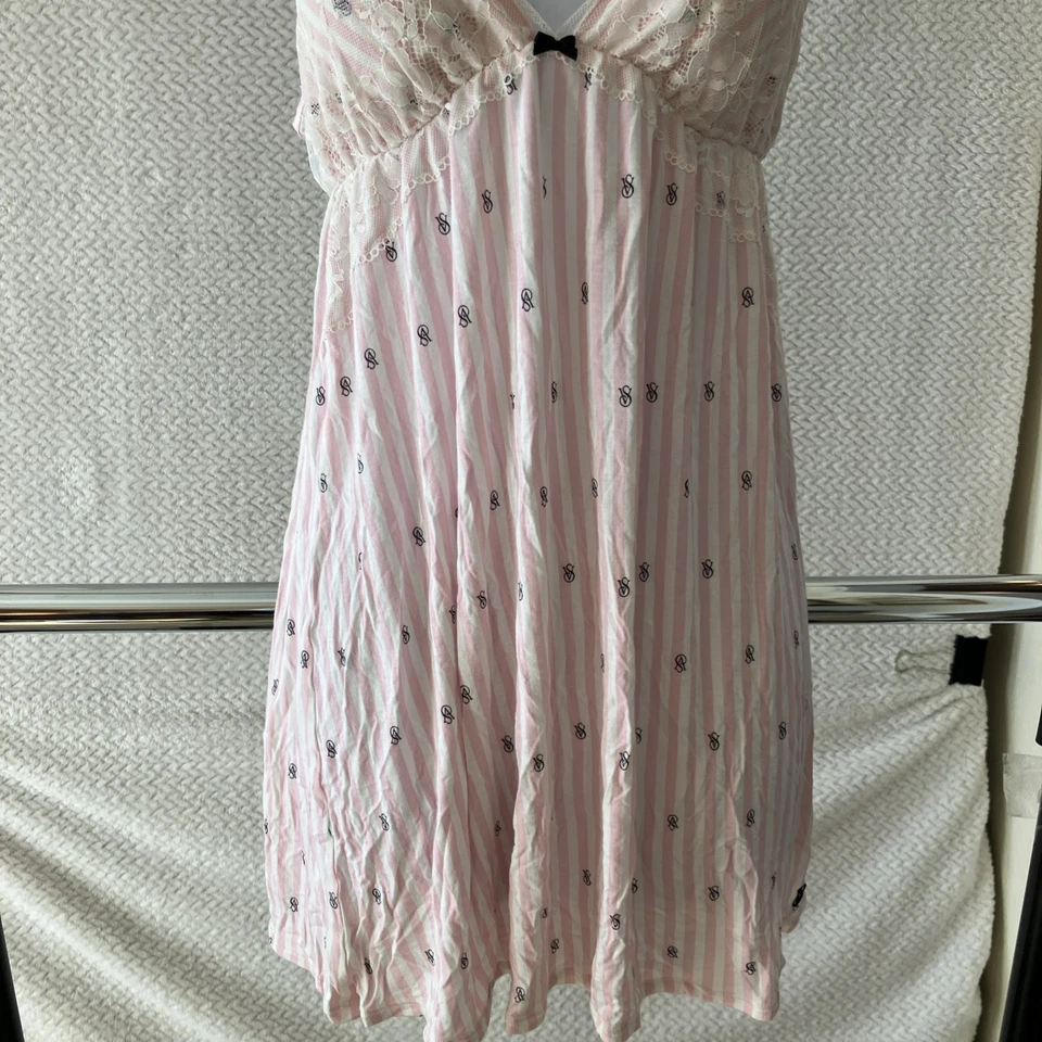 Vestido Top Victorias Secret Bebé Muñeca Encaje Chemise Mediano Coqueta Y2K Preppy Lazo Foto 3 de 4