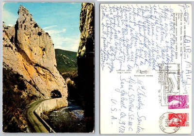 Gorges de l'Aude France Postcard - Pierre Lys Defile, Curé's Hole Tunnel 1979