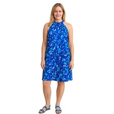 Ellen Tracy Blue Sleeveless Halter Knee Length Shift Dress Sz Medium