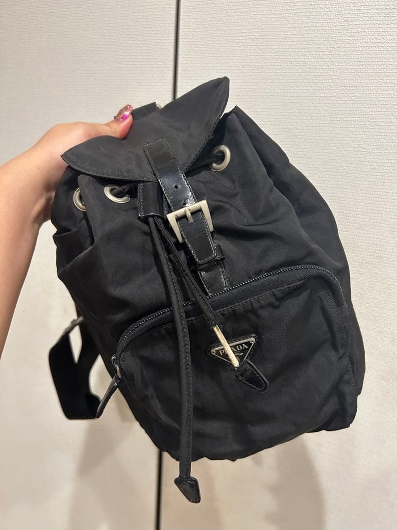 PRADA Black Nylon Mini Backpack Drawstring Near U… - image 1