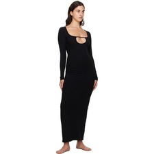 Skims Soft Lounge Long Sleeve Keyhole Dress Onyx size XS