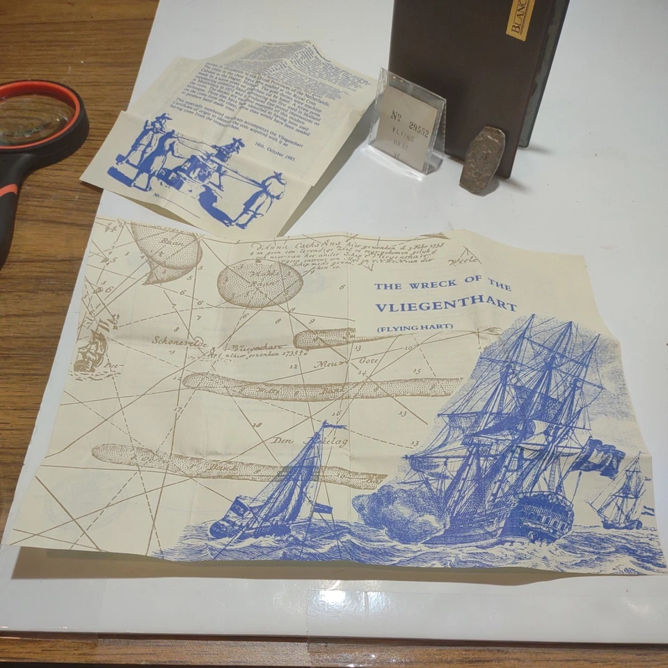 1735 Dutch East Indiaman Vliegenthart Shipwreck Spanish Cob w/ Blanchard Holder - Image 4 of 4