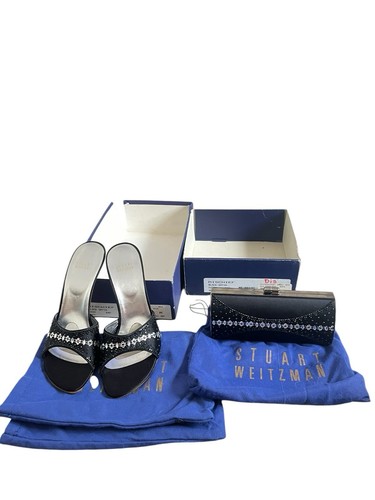 Vintage Stuart Weitzman Women's Black Austrian Crystal Heels/Clutch - Limited Ed