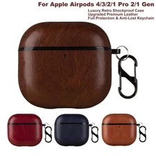 Shockproof Leather Case For Apple Airpods 4/3/2/1 Pro 2/1 Gen Cover w/ Keychain