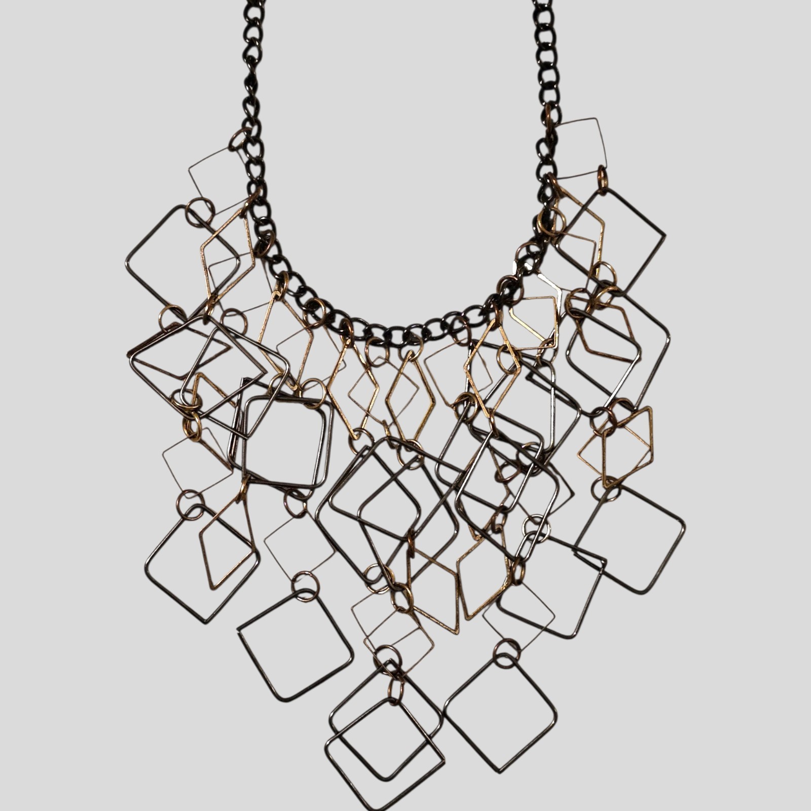 Statement Geometric Dangle Necklace 24"- Black & … - image 1