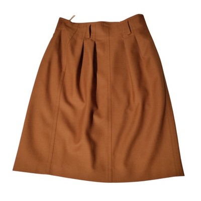 Mondi Vintage West Germany Pure Wool Pleated Skirt Camel Brown Sz 42 (31'' Waist)