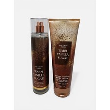 Bath and Body Works WARM VANILLA SUGAR Body Cream Fragrance Mist Set of 2