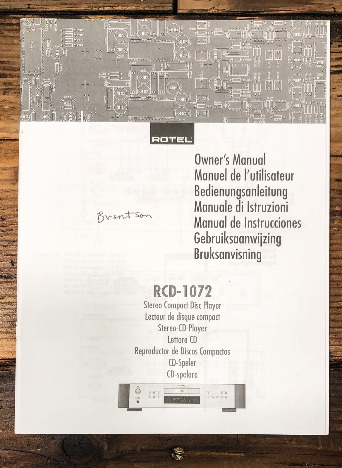 Rotel RCD-1072 CD Player Owners / User Manual *Original*