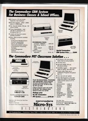 Commodore CBM Business Classroom Magazine Ad Vintage PET Micro Computer Systems