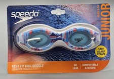 Speedo Junior Glide Print Swim Goggles Ages 6-14 Easy Adjust Straps UV Protect