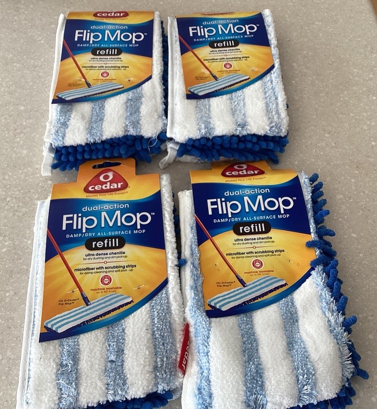 O-Cedar Sale. 4 New Dual Action Fill Mop Refills. - Free Ship