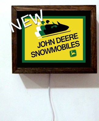 John Deere Snowmobiles Sled Dealer Wood Retro Lighted Wall Table Sign