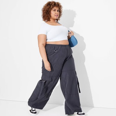 Women's Mid-Rise Wide Leg Pull-On Cargo Pants Wild Fable