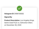Los Angeles Kings Game-Used Puck vs. Edmonton Oilers on December 28, 2024 — photo 5