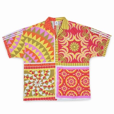 Adidas Farm Rio Solar Kaleidoscope Pink Button Up Shirt Women L/XL Dopamine Top