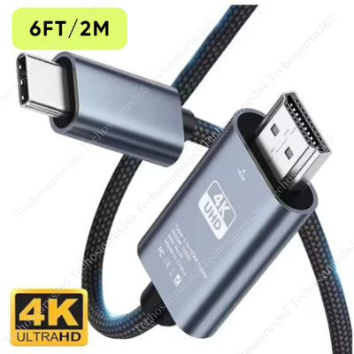 For iPhone 17 16 15 Pro Max Android 4K Phone to HDMI TV Type-C Mirroring Cable