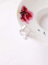Bar CZ Stud Earrings Platinum Plated Minimalist Gift for Her Everyday Design UK