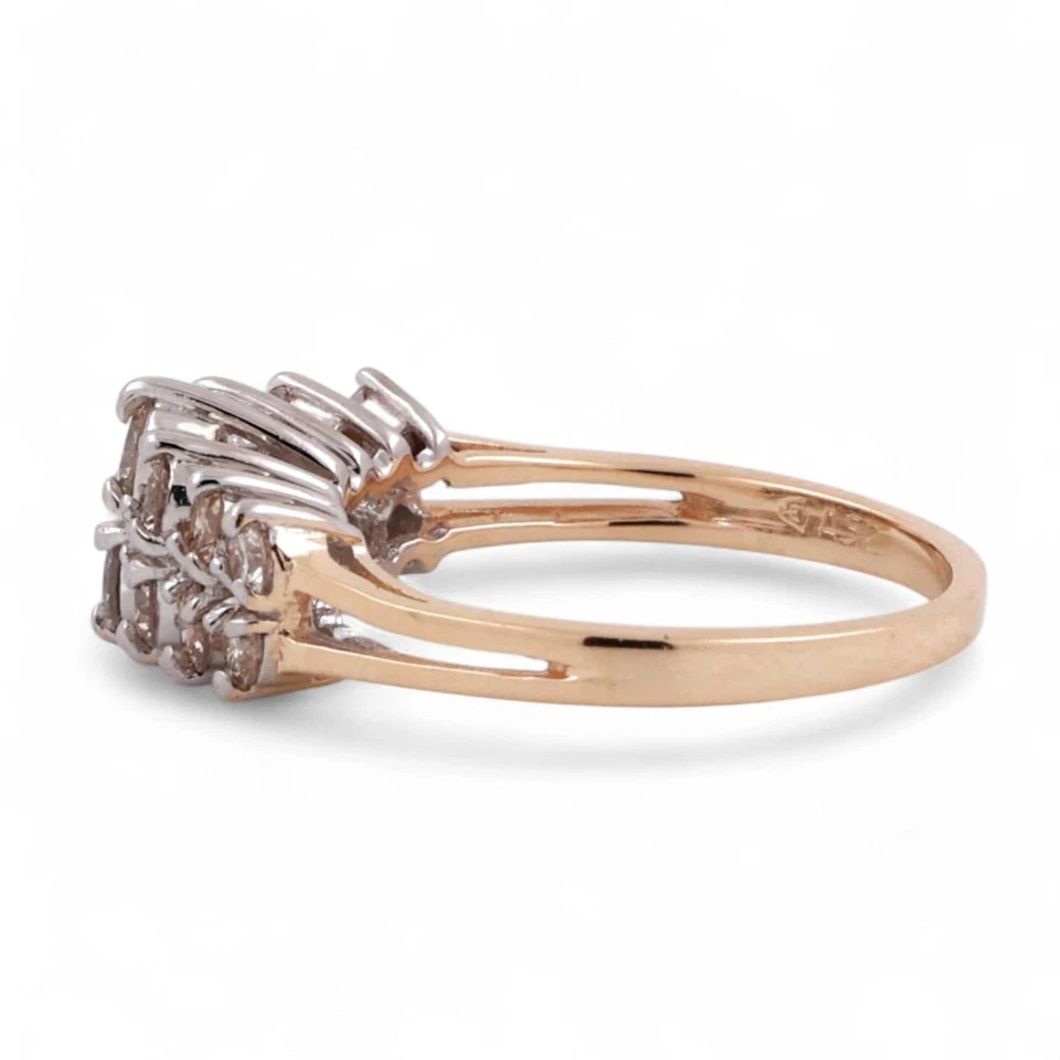 2-Row Diamond Dome Ring 14K Gold 1.25 TW Size 7 Ladies Estate - Image 3 of 4