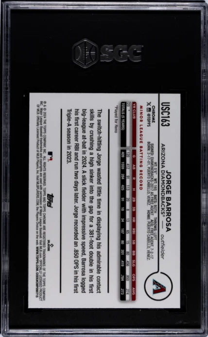 2024 Topps Chrome Update #USC163 Jorge Barrosa Negative Ref. SGC 9.5 - Image 2 of 2