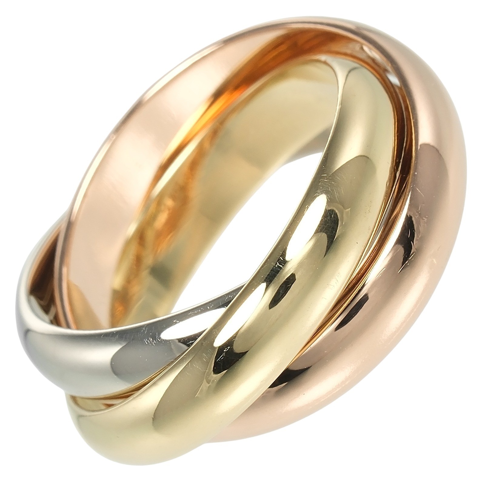 Cartier Trinity Ring 0.1 Inch Band 18K Tri-Color Gold Size 5.4 US 11g Women-image