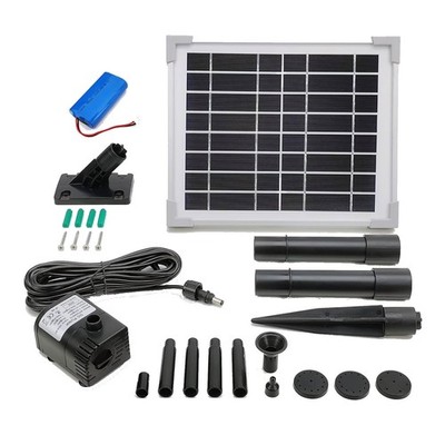 Solar Water Pump with Backup Battery for Birdbath, Fountain, Small Pond, Gard...