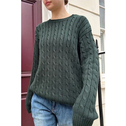 Brandy Melville Oversized Black Brianna Cotton Cable Knit Slouchy Sweater - Picture 5 of 16