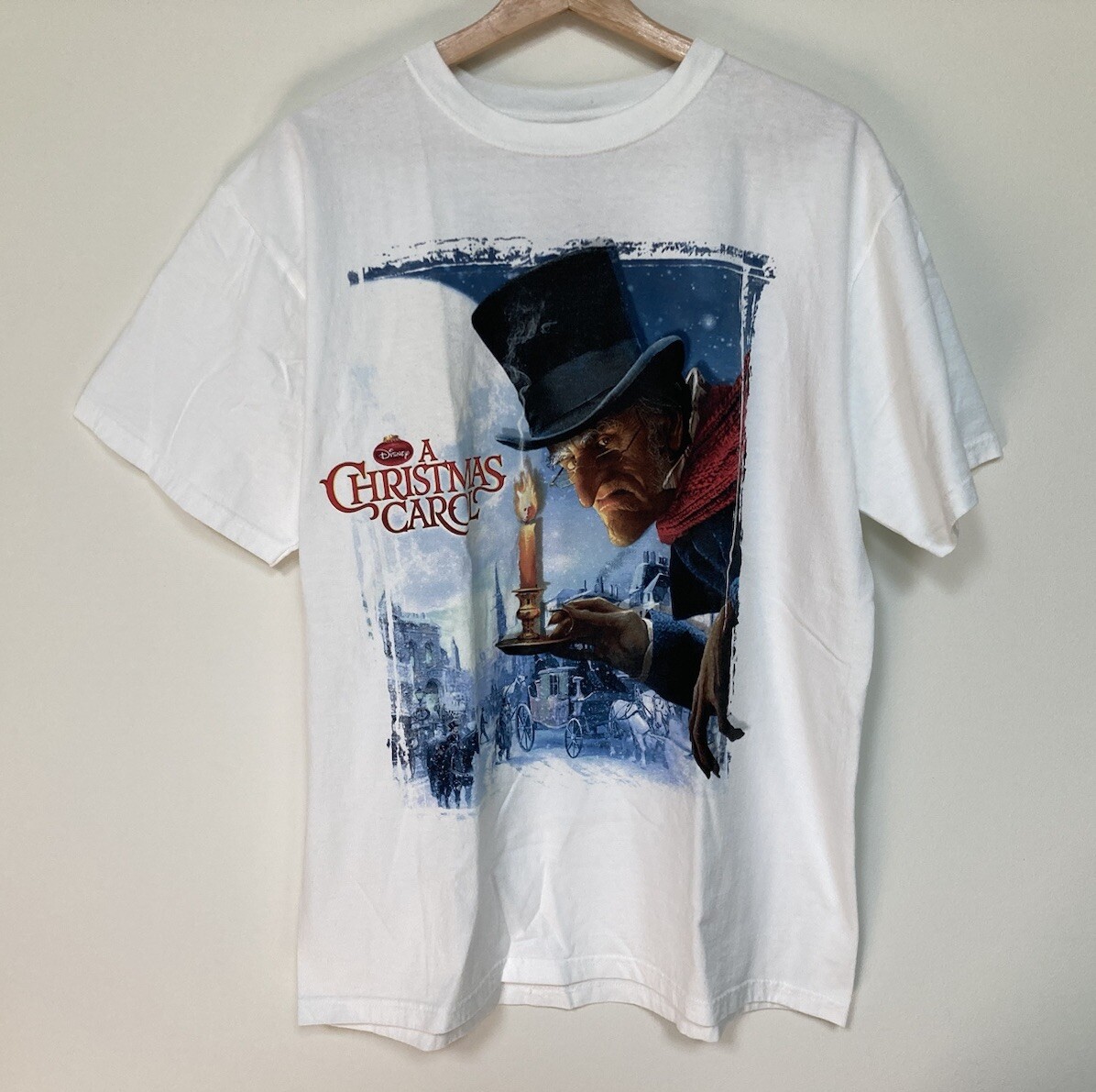 DISNEY Store Shirt Large A Christmas Carol Jim Carey Movie Promo T 
