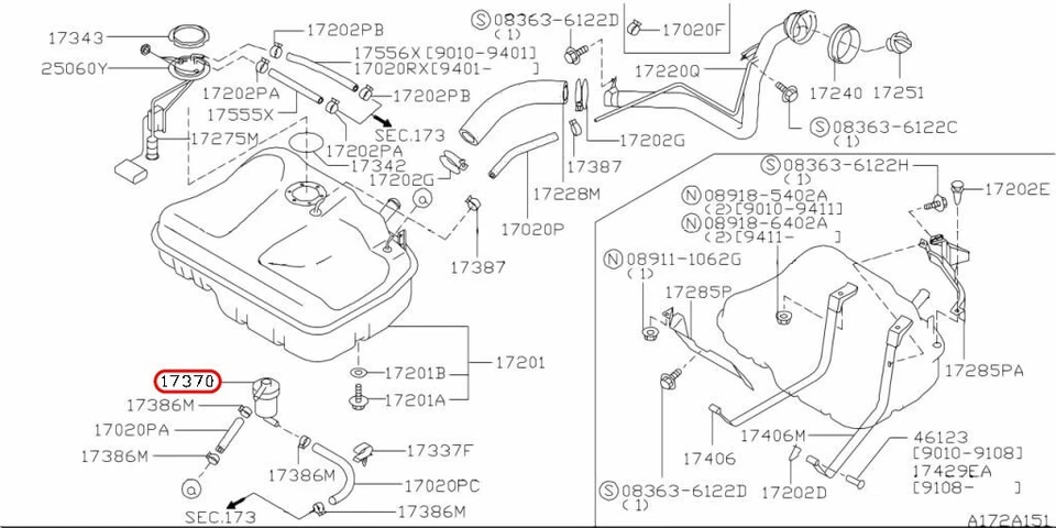 Nissan OEM Fuel Tank Vent Valve Cut Off Check 17370-89910 genuine - Изображение 3 из 4