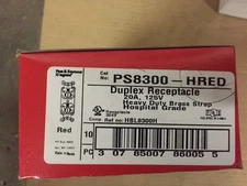 (Box of 10) PASS & SEYMOUR PS8300-HRED - HOSPITAL GRADE DUPLEX RECEPTACLE 20A