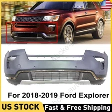 Front Upper Bumper Cover Kit Plastic For 2018-2019 Ford Explorer W/Sensors Hole