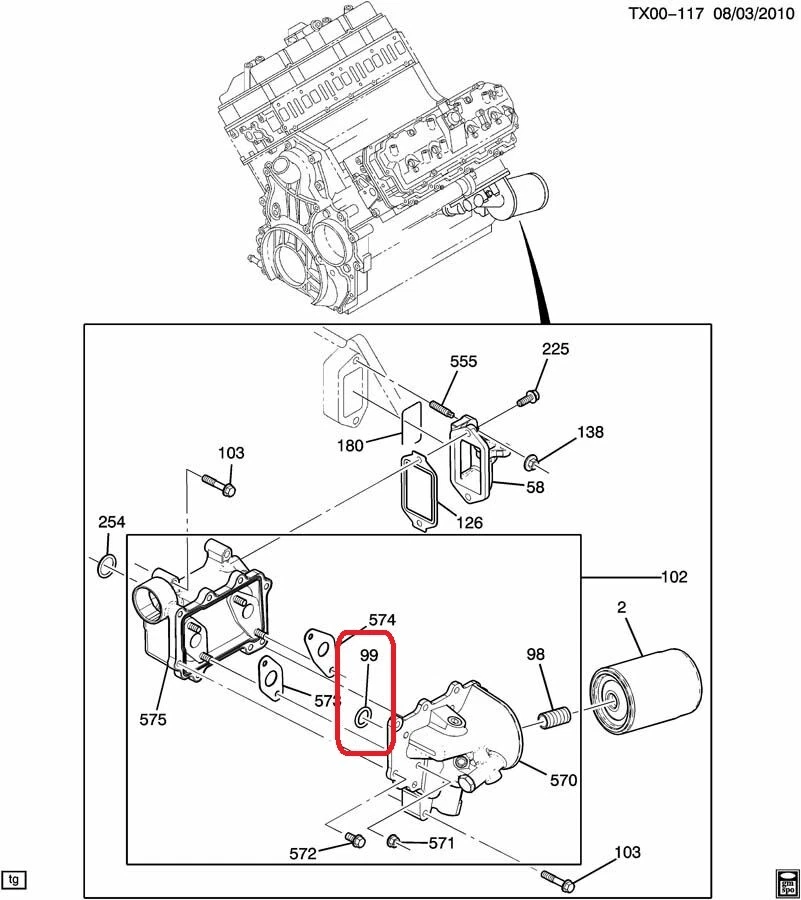 GENUINE GM 97216175 Gasket,Engine Oil Cooler O-Ring To Engine  