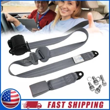Car Retractable 3 Point Safety Seat Belt Straps Vehicle Adjustable Belt Kit Gray