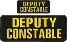 "Deputy Constable" embroidery patch  4x10 and 2x5 inches hook gold black