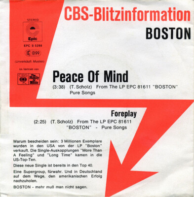 7'', Single, Promo Boston - Peace Of Mind