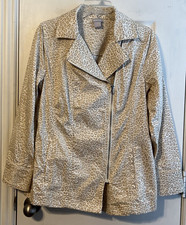 Chico's Sand Animal Print Twill Elongated Moto Jacket Size 0 4/6 NWT