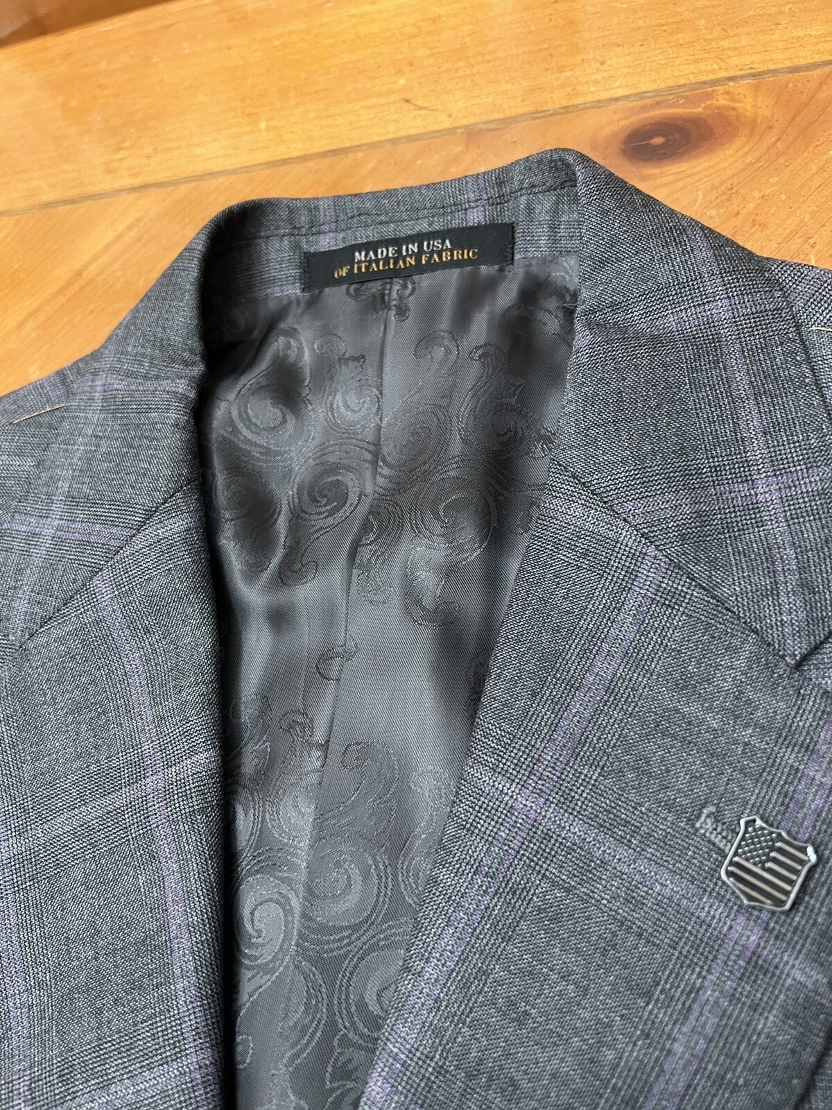 Made in USA from Italian Wool, Jos. A. Bank Reserve 40 R (34 Waits), Grey plaid image 7