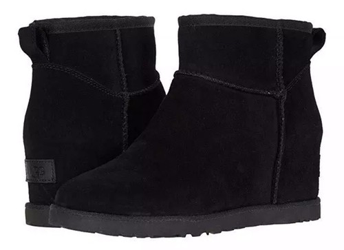 UGG Classic Femme Mini Black Suede Fur 