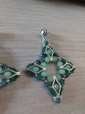 Orecchini pendenti con perle Swarovski verdi: placcati in argento sterling Art Déco, ganci per orecchini in acciaio inossidabile - Italia
