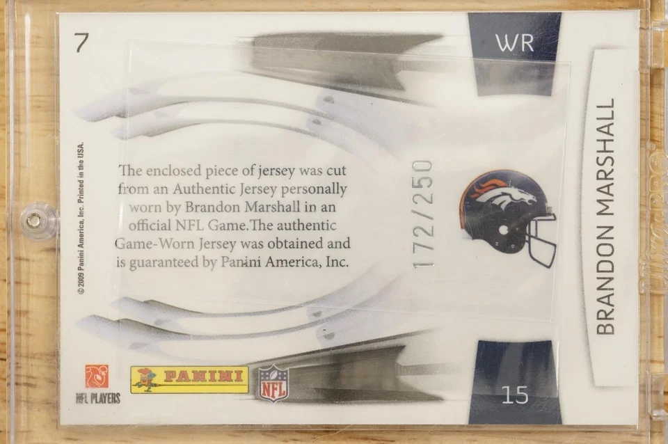 2009 Panini Playoff Prestige Prestigious 172/250 BRANDON MARSHALL #7 Broncos - Image 2 of 2