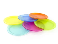 6 Pack Reusable Plastic Picnic Plate Set -  BPA Free Frosted Color Plates