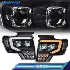 Black Low Beam Led Projector Headlights DRL Tube Fit For 2009-2014 Ford F-150