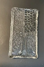 Vtg Riedel Rectangle Tree Of Life Clear Lead Crystal Serving Tray Platter 13.5”