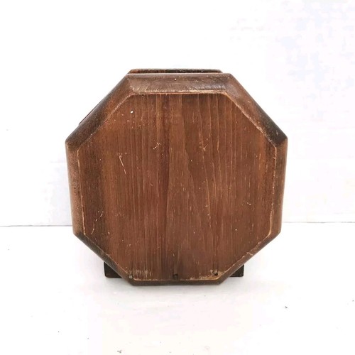 Vintage Wood Lucite Napkin Holder Pony Express Octagon Wooden Decor Cottagecore - Picture 3 of 13
